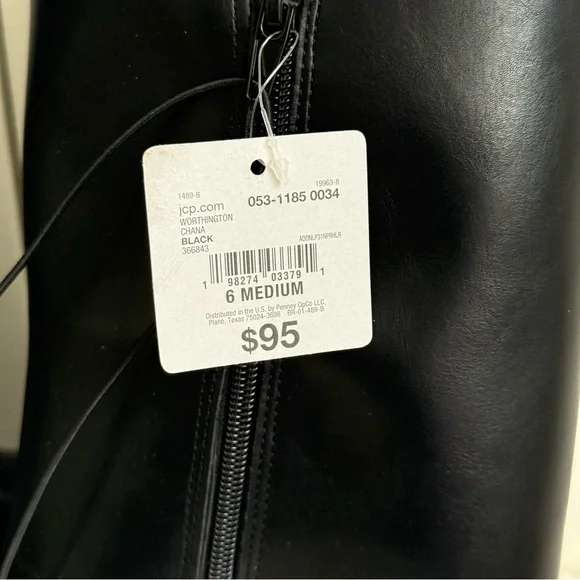 Worthington Sleek Black Leather Heeled Boots - Picture 14 of 14